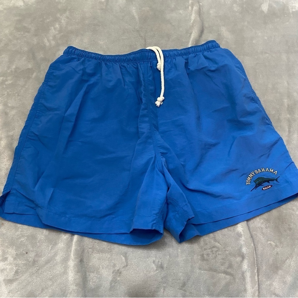 Tommy Bahama Blue Mesh Lined Embroidered Swim Shorts 21757